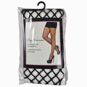 NWT Leg Avenue Fishnet Pantyhose One Size Black Sharp Edge Scale Net Tights